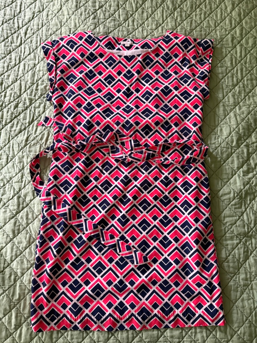 Gap Pink and Navy Geometric Tie-Waist Dress S